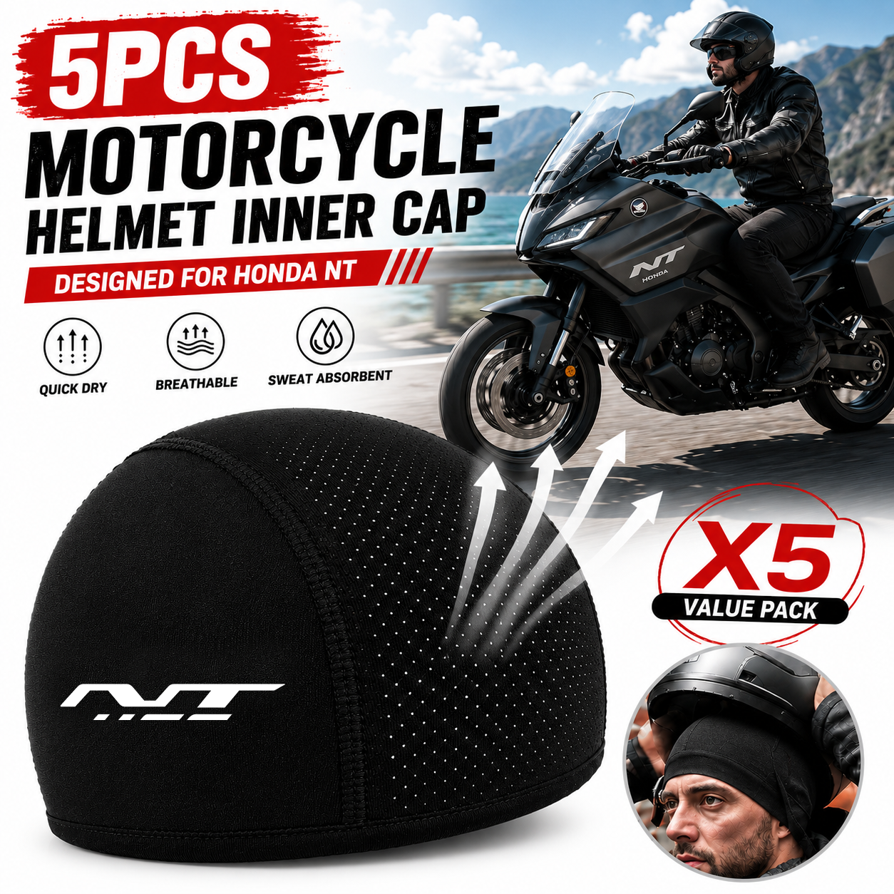 Motorcycle Gear Helmets - 5pcs Motorcycle Helmet Inner Cap Hat