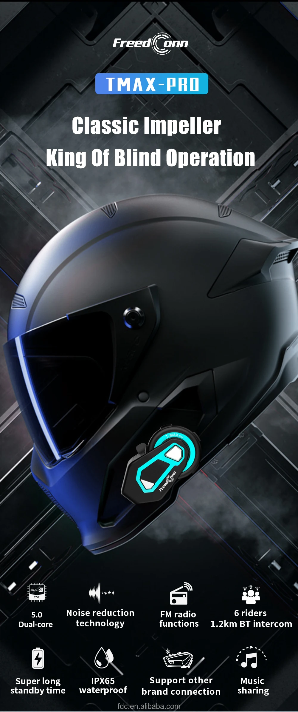 FreedConn Bluetooth Helmet Hea - Intercom Headset Helmet ulasan dan harga